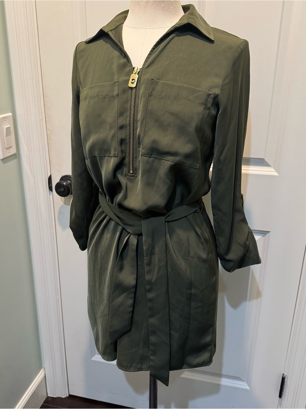 MICHAEL Michael Kors Olive Green Garment with White Label